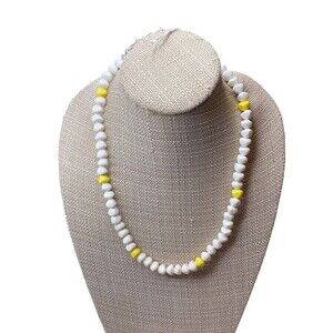 Vintage Yellow and White Rock long Beaded Necklace